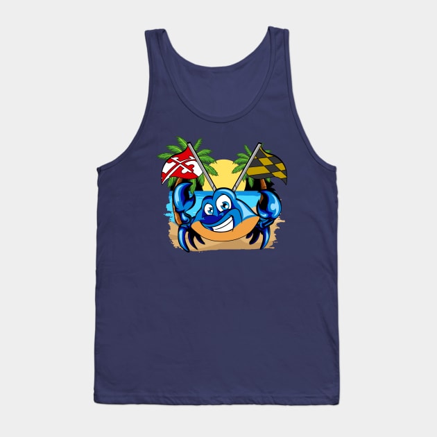 Maryland Day State Flag Blue Crab Tank Top by E